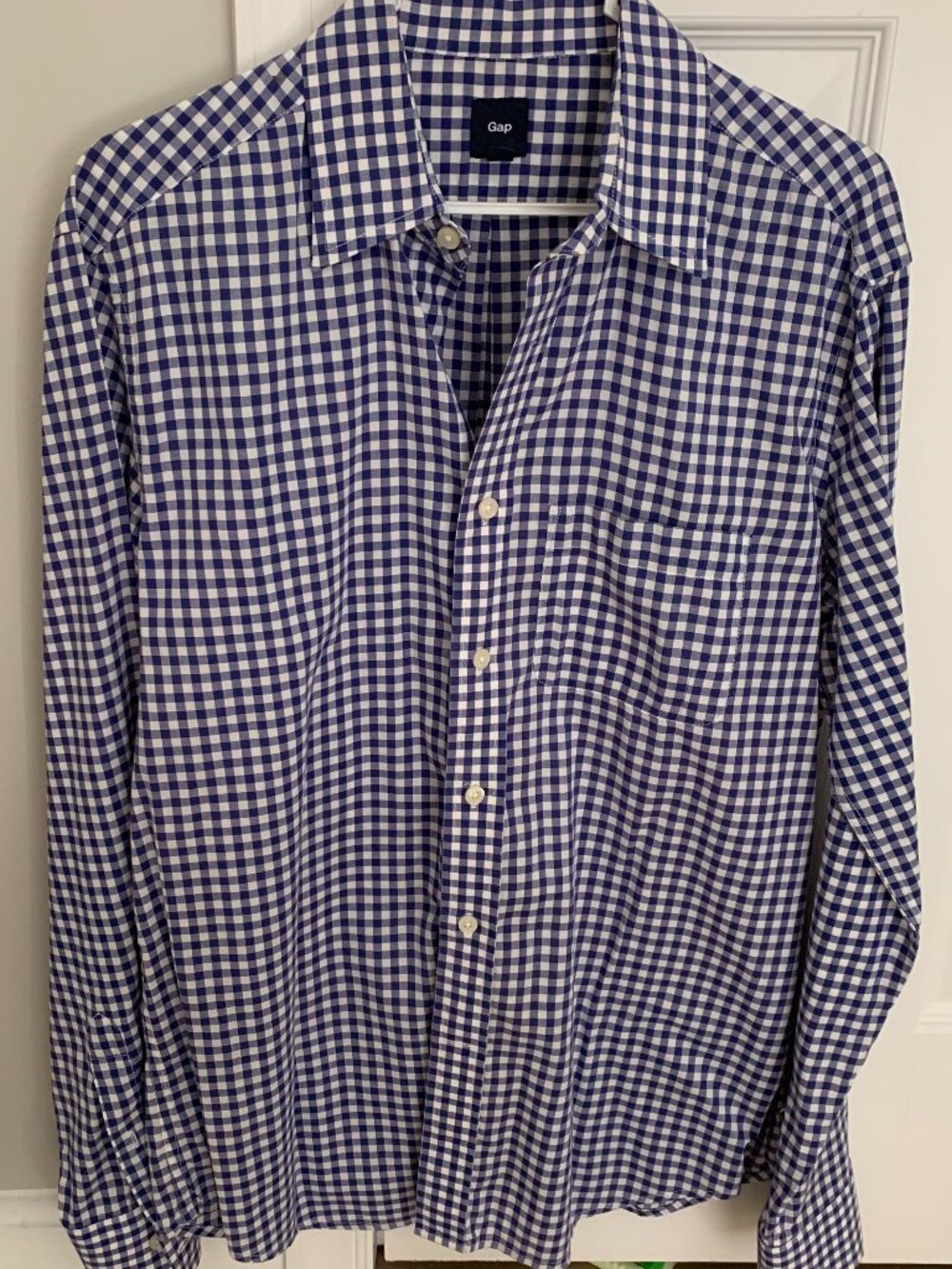 Navy and White Gingham GAP Shirt, Size S